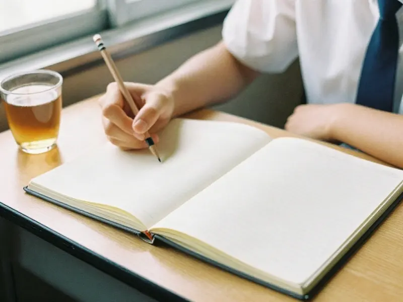 ノートに書きとめる手